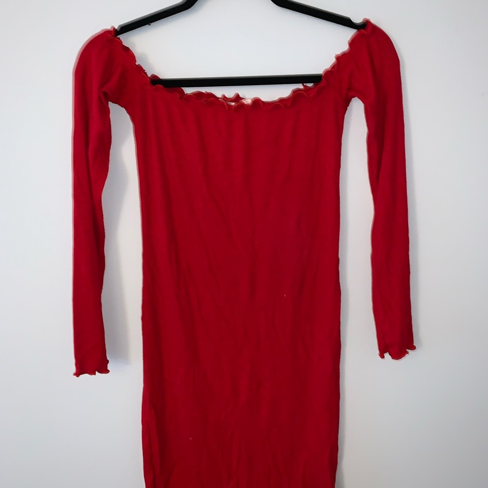 ❤️ Cute ruffled off the shoulder red dress